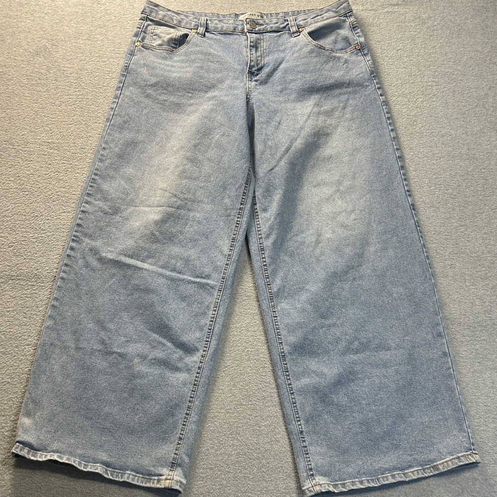 Madden Girl Womens XL Light Wash Wide Leg Jeans Stretch Denim Relaxed Y2K Baggy